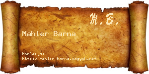 Mahler Barna névjegykártya